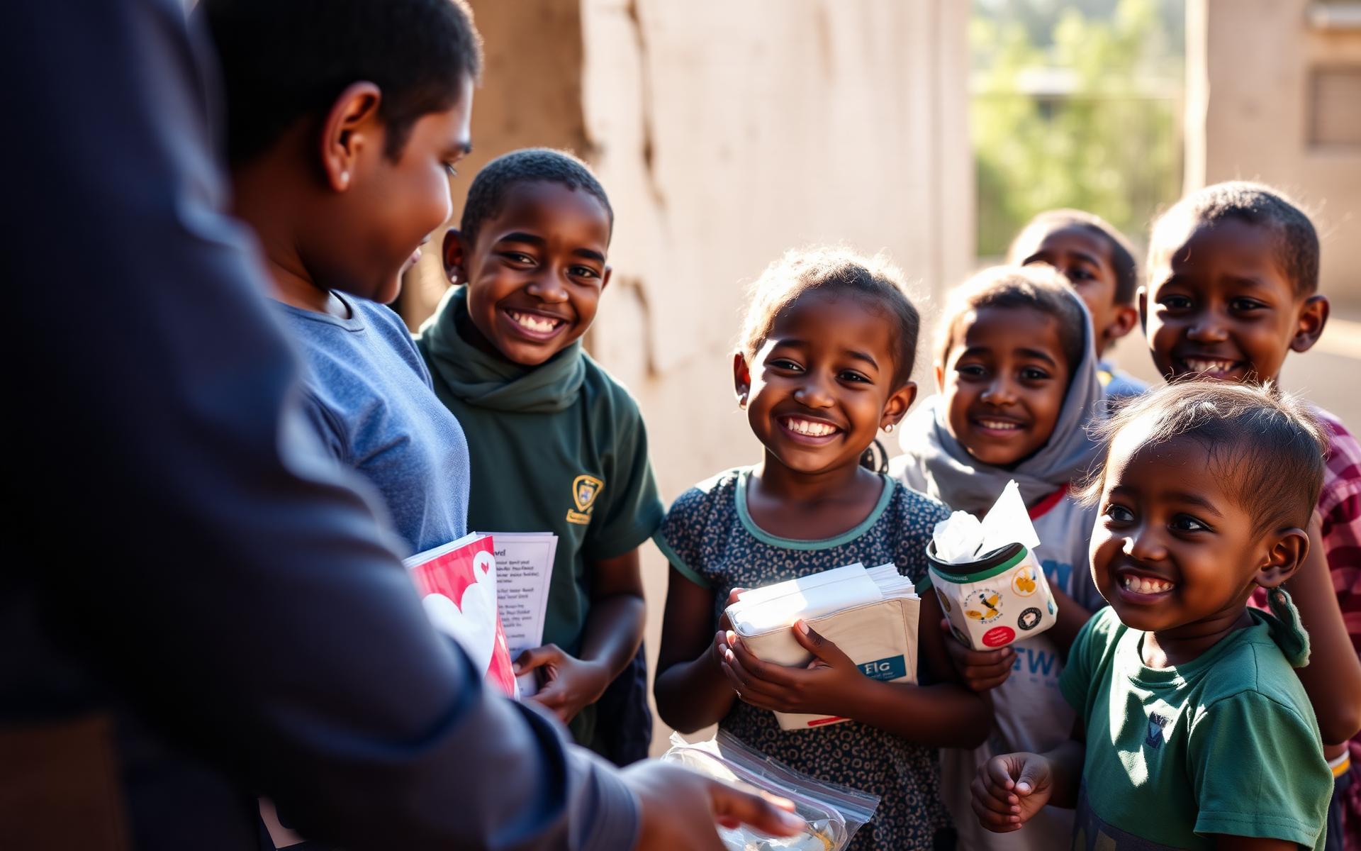Children receiving educational and humanitarian support